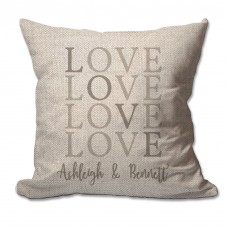 4 Wooden Shoes Personalized Love with Couples Names Textured Linen Throw Pillow FWDS1633